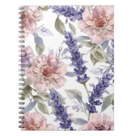 Lavendel Pioen Waterverf Bloem Tuin  Notitieboek