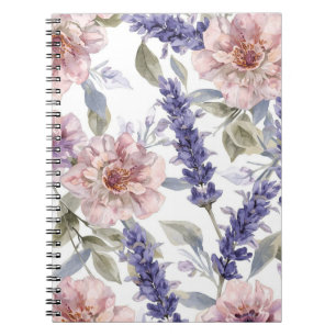 Lavendel Pioen Waterverf Bloem Tuin Notitieboek