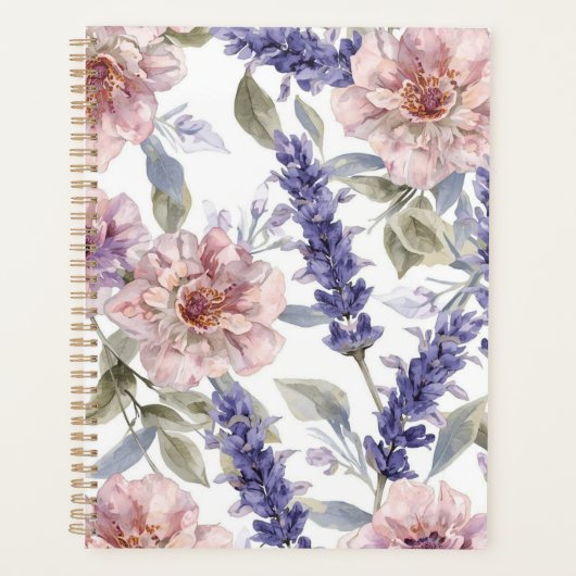 Lavendel Pioen Waterverf Bloem Tuin Planner (Voorkant)
