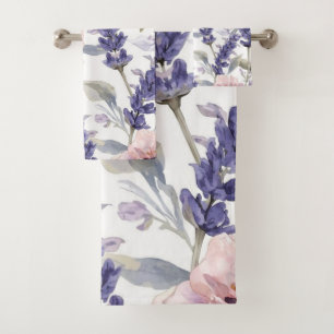 Lavendel Pioen Waterverf Bloementuin Bad Handdoek
