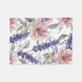 Lavendel Pioen Waterverf Bloementuin Fleece Deken (Voorkant (Horizontaal))