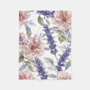 Lavendel Pioen Waterverf Bloementuin Fleece Deken