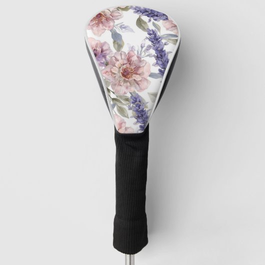 Lavendel Pioen Waterverf Bloementuin Golfheadcover (Voorkant)