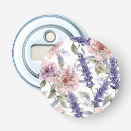 Lavendel Pioen Waterverf Bloemetuin  Button Flesopener