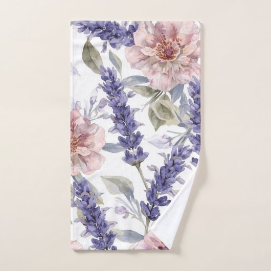 Lavendel Pioen Waterverf Bloemetuin Handdoek (Handdoek)