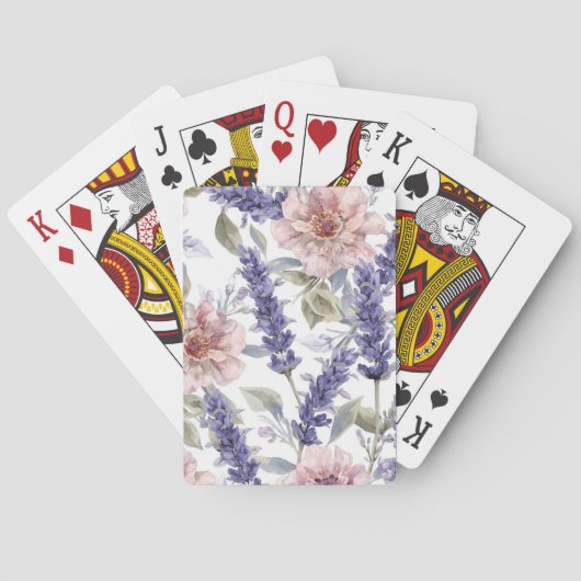 Lavendel Pioen Waterverf Bloemetuin Pokerkaarten (Achterkant)