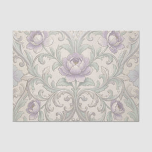 Lavendel Pioen Zilveren Scroll Ornate Bloemmotief Tissuepapier