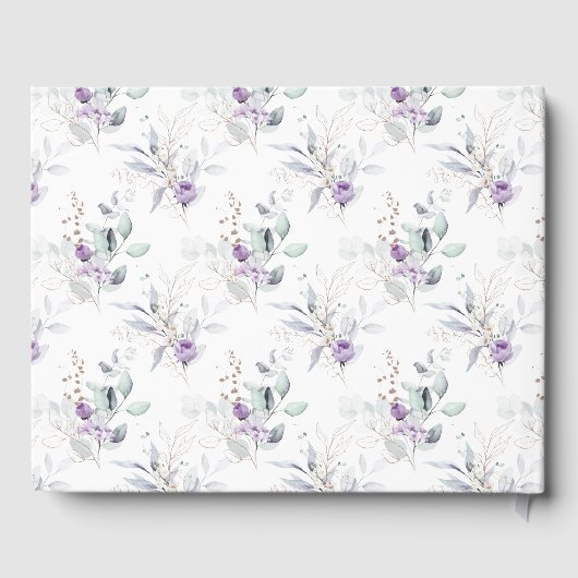 Lavendel pioenen en witte rozen bruiloft gastenboek (Achterkant)
