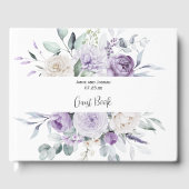 Lavendel pioenen en witte rozen bruiloft gastenboek (Voorkant)
