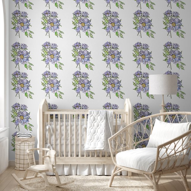 Lavendel pioenen - Peel & Stick behang (Kinderen)