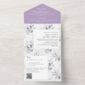 Lavendel Pioenrozen, Witte Rozen Bloemrijke Bruilo All In One Uitnodiging (Binnen)