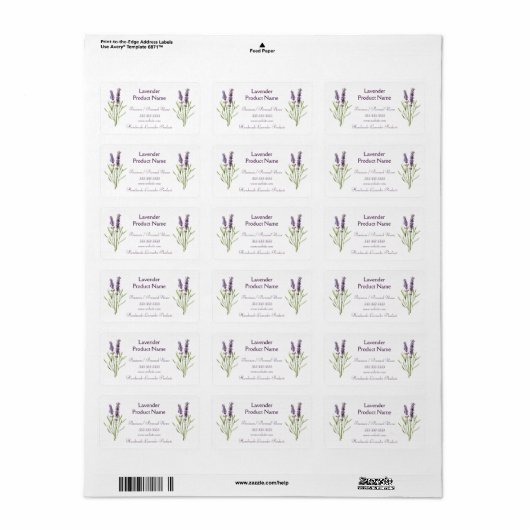 Lavendel Plant Bloemen Handgemaakte Items Custom Etiket (Full Sheet)
