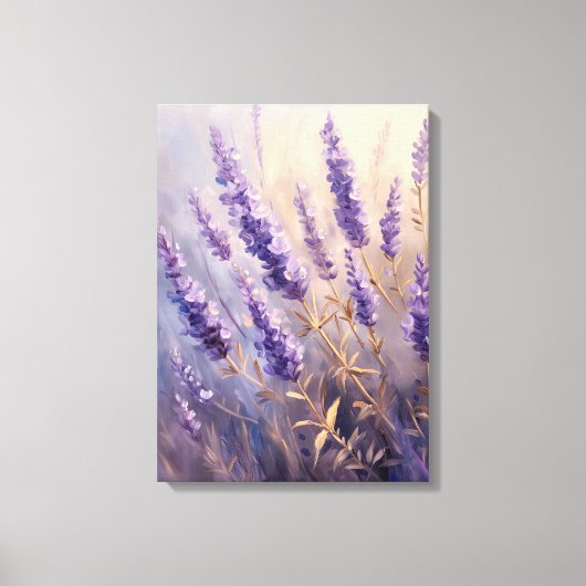 Lavendel Plant en Golden Leaves Canvas Afdruk (Voorkant)