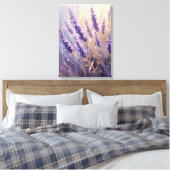 Lavendel Plant en Golden Leaves Canvas Afdruk (Insitu (Slaapkamer))