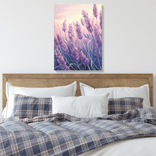 Lavendel Plant Veld Waterverf Canvas Afdruk (Insitu (Slaapkamer))