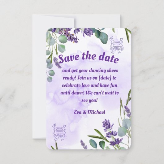 Lavendel platina save-the-datekaart save the date (Voorkant)