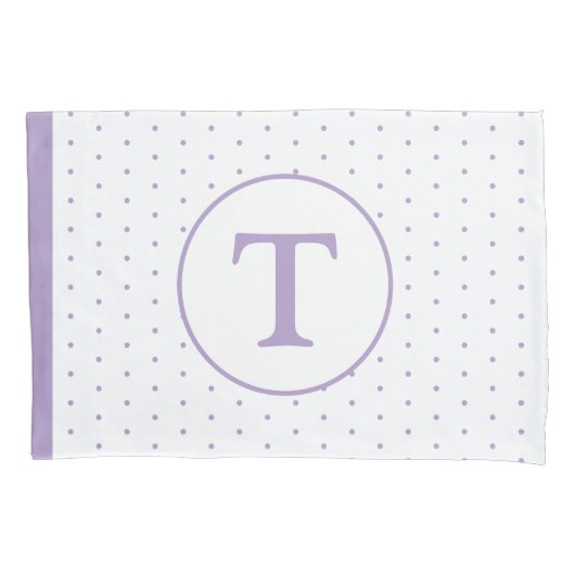 Lavendel Polka-Dot Girl's Monogram Kussensloop (Voorkant)