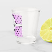 Lavendel Polka Dots White Bow gepersonaliseerd Shot Glas (Rechts)