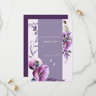 Lavendel Poppy Floral Bruiloft Save Our Date Save The Date