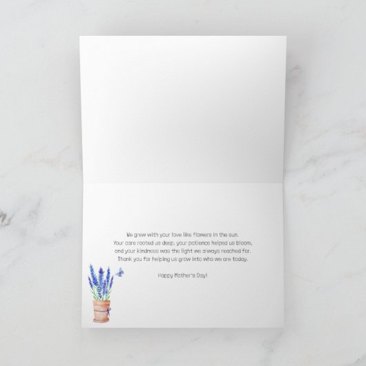 Lavendel Pot Waterverf Moederdag Kaart (Binnen)
