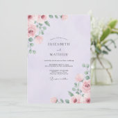 Lavendel Prachtige Roze Bruiloft Kaart (Staand voorkant)