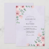 Lavendel Prachtige Roze Bruiloft Kaart (Voorkant / Achterkant)
