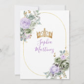 Lavendel Princess Sage Green Floral Quiñceanera Kaart (Achterkant)