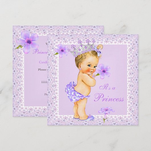 Lavendel Prinses Baby Shower Blonde Baby Shower Kaart (Voorkant / Achterkant)