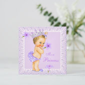 Lavendel Prinses Baby Shower Blonde Baby Shower Kaart (Staand voorkant)