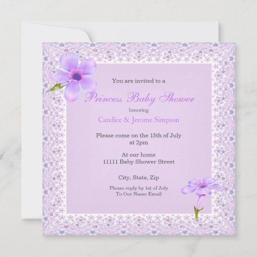 Lavendel Prinses Baby Shower Blonde Baby Shower Kaart (Achterkant)