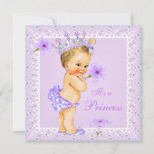 Lavendel Prinses Baby Shower Blonde Baby Shower Kaart (Voorkant)