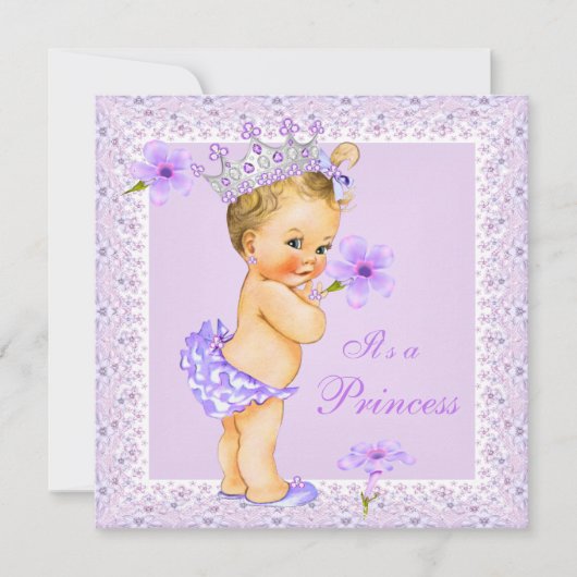 Lavendel Prinses Baby Shower Blonde Baby Shower Kaart (Voorkant)