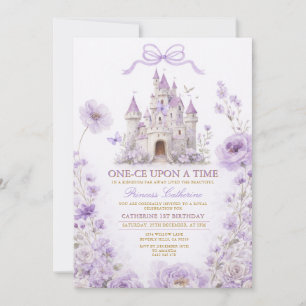 Lavendel Prinsessen Kasteel Verjaardagsuitnodiging Kaart