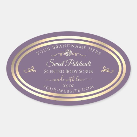Lavendel Product Label Goud Lijst en Roos (Voorkant)