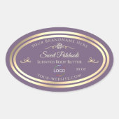 Lavendel Product Label met Goud Lijst en Logo (Voorkant)