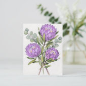 Lavendel Protea Botanisch Aquarel Briefkaart (Staand voorkant)