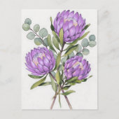 Lavendel Protea Botanisch Aquarel Briefkaart (Voorkant)