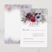 Lavendel Pruim en Bourgondië Floral bruiloft RSVP (Voorkant / Achterkant)