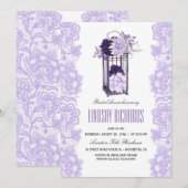 Lavendel Purple Flowers Lantaarn Vrijgezellenfeest Kaart (Voorkant / Achterkant)