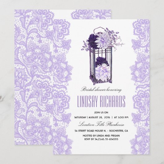 Lavendel Purple Flowers Lantaarn Vrijgezellenfeest Kaart (Voorkant / Achterkant)