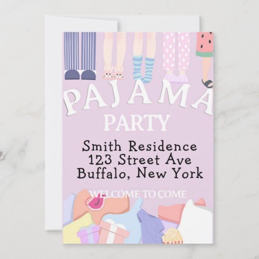 Lavendel Pyjamafeest Kaart (Achterkant)