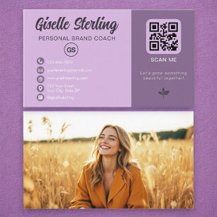 Lavendel QR Code Foto Monogram Social Media Visitekaartje