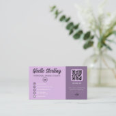 Lavendel QR Code Foto Monogram Social Media Visitekaartje (Staand voorkant)