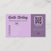 Lavendel QR Code Foto Monogram Social Media Visitekaartje (Voorkant)