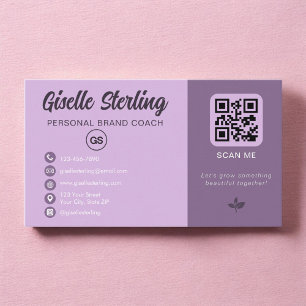 Lavendel QR-code Monogram Sociaal Media Visitekaartje