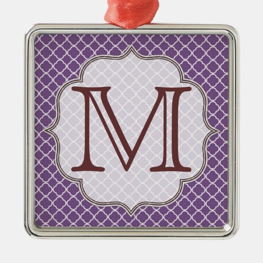 Lavendel Quarterfoil Latti Monogram Ornament (Voorkant)