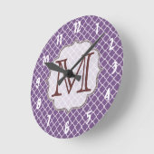 Lavendel Quarterfoil Latti Monogram Wandklok (Hoek)