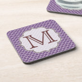 Lavendel Quarterfoil Monogram Drink Onderzetter (Linkerzijde)