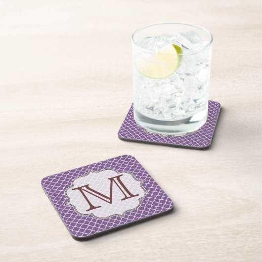 Lavendel Quarterfoil Monogram Drink Onderzetter (Rechterzijde)