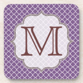 Lavendel Quarterfoil Monogram Drink Onderzetter (Voorkant)